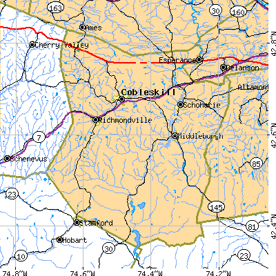 Schoharie County close-up map