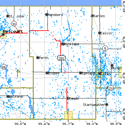 Towner County close-up map