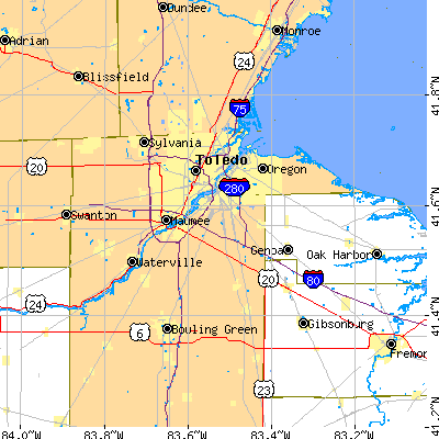 Lucas County close-up map