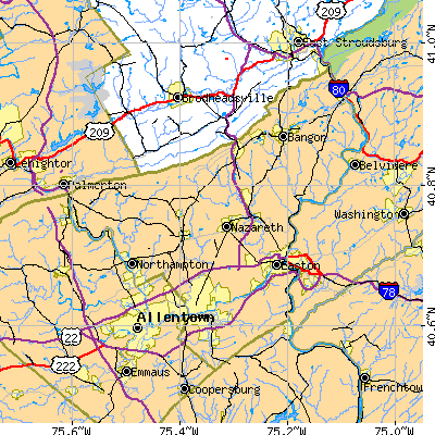 Northampton County close-up map