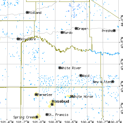 Mellette County close-up map