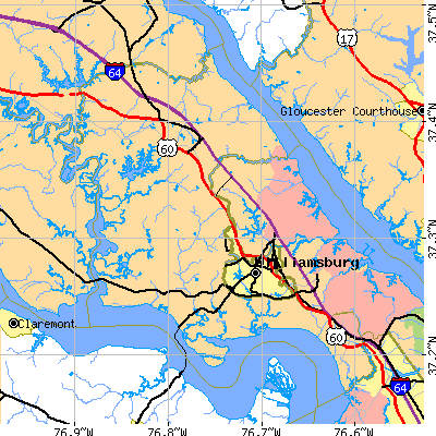 James City County close-up map