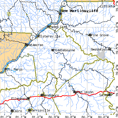 Tyler County close-up map