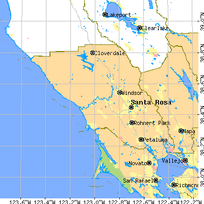 Sonoma County close-up map