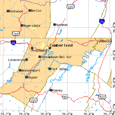 Allegany County close-up map