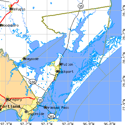 Aransas County close-up map
