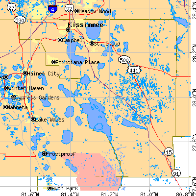 Osceola County close-up map