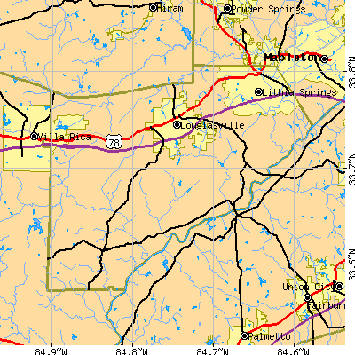 Douglas County close-up map