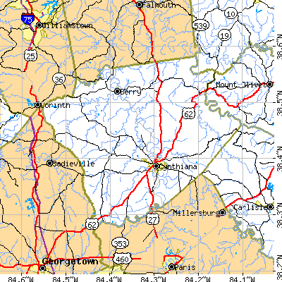 Harrison County close-up map