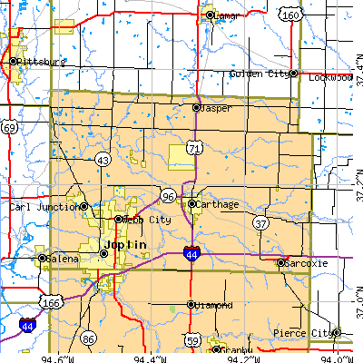 Jasper County close-up map