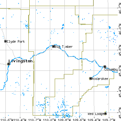 Sweet Grass County close-up map