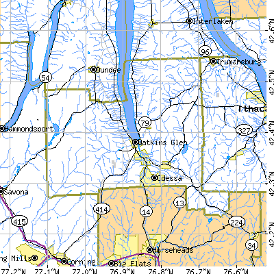 Schuyler County close-up map