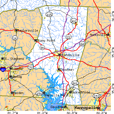 Iredell County close-up map