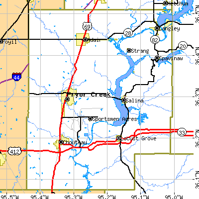 Mayes County close-up map