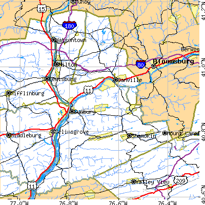 Northumberland County close-up map