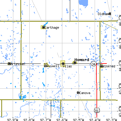 Miner County close-up map
