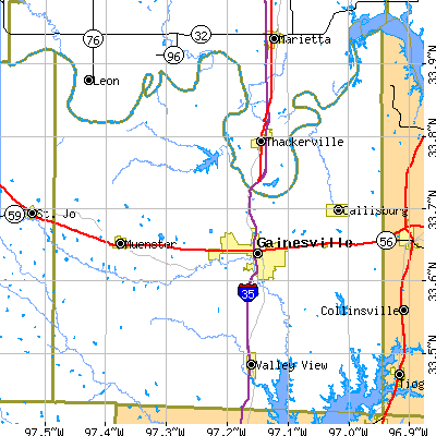 Cooke County close-up map