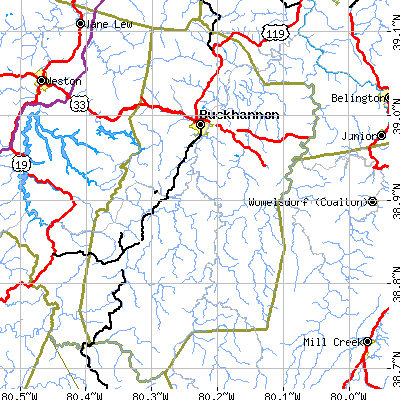 Upshur County close-up map