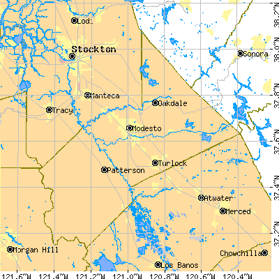 Stanislaus County close-up map