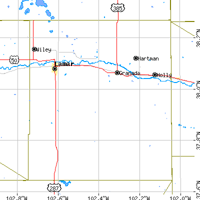 Prowers County close-up map