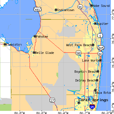 Palm Beach County close-up map