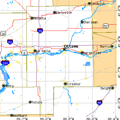 La Salle County close-up map