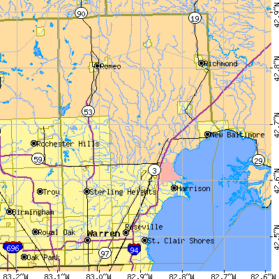 Macomb County close-up map