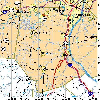 Jefferson County close-up map