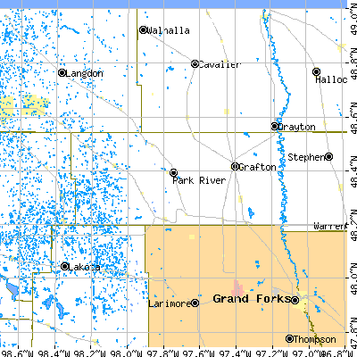Walsh County close-up map