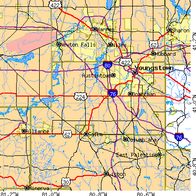Mahoning County close-up map
