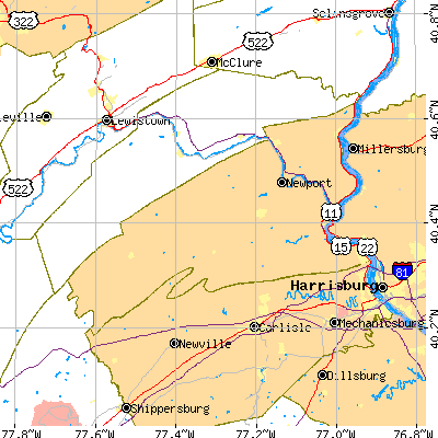 Perry County close-up map