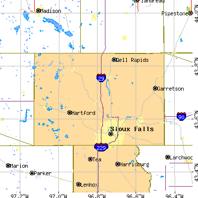 Minnehaha County close-up map