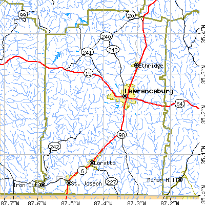 Lawrence County close-up map