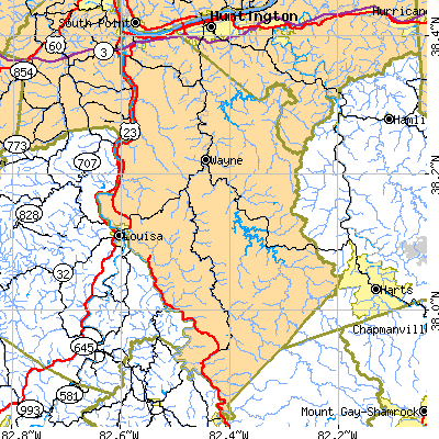Wayne County close-up map