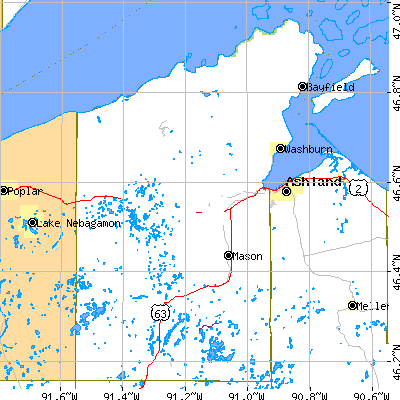 Bayfield County close-up map
