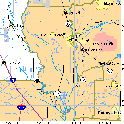 Sutter County close-up map