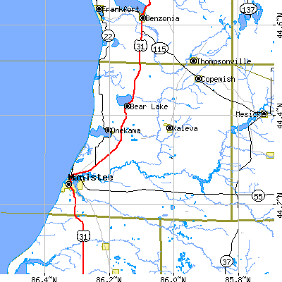 Manistee County close-up map