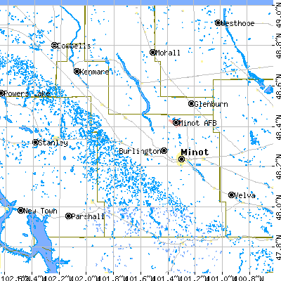 Ward County close-up map