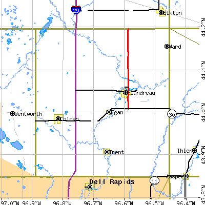 Moody County close-up map