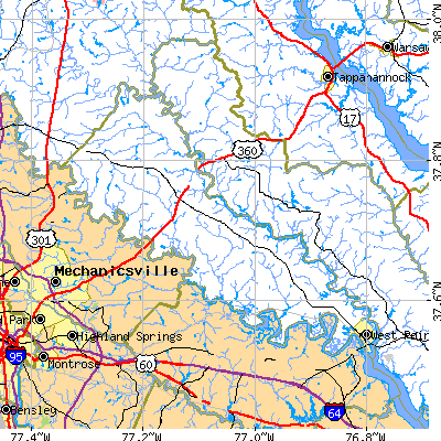 King William County close-up map
