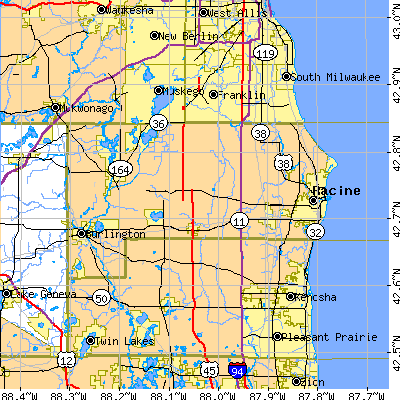 Racine County close-up map