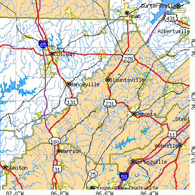 Blount County close-up map