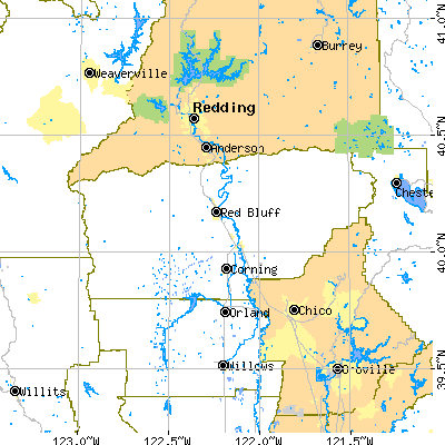 Tehama County close-up map