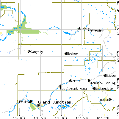 Rio Blanco County close-up map