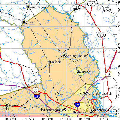 Effingham County close-up map
