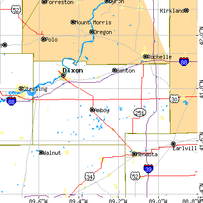 Lee County close-up map