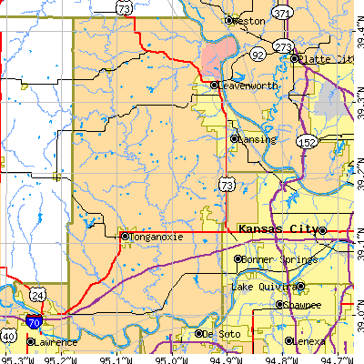 Leavenworth County close-up map