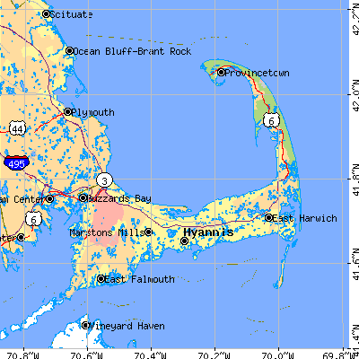 Barnstable County close-up map