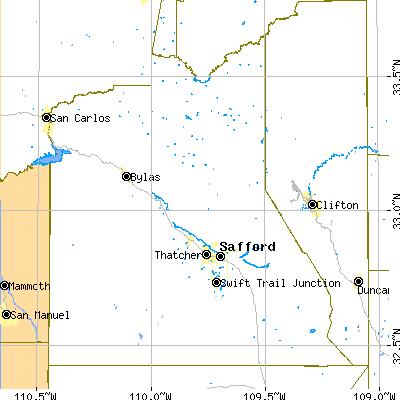 Graham County close-up map