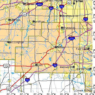 Medina County close-up map